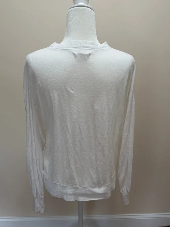 Isabel Marant Etoile White w Pink Logo Linen Slub Crew Neck Klowia Top Sz. M - Picture 6 of 7